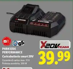 Lidl PARKSIDE PERFORMANCE Caricabatterie smart 20V offerta