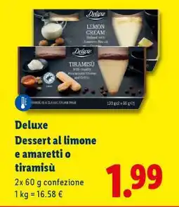 Lidl Deluxe Dessert al limone e amaretti o tiramisù offerta