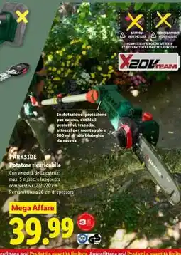 Lidl PARKSIDE Potatore ricaricabile offerta