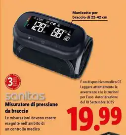 Lidl Sanitas Misuratore di pressione da braccio offerta