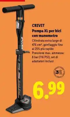 Lidl CRIVIT Pompa XL per bici con manometro offerta