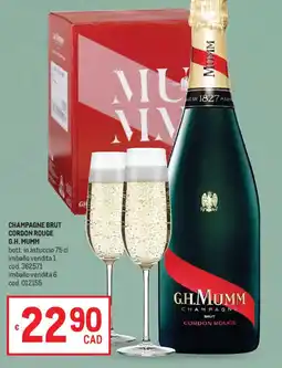 Metro Champagne brut cordon rouge G.H. MUMM offerta