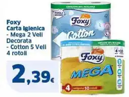 Sigma Foxy Carta Iglenica, Mega 2 Veli Decorata, Cotton 5 Veli 4 rotoli offerta