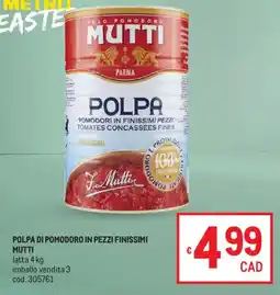 Metro Polpa di pomodoro in pezzi finissimi MUTTI offerta