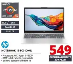 Comet hp NOTEBOOK 15-FC0100NL offerta