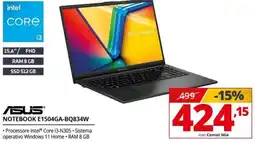 Comet ASUS NOTEBOOK E1504GA-BQ834W offerta