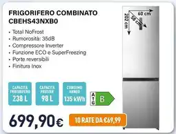 Unieuro Electroline FRIGORIFERO COMBINATO CBEHS43NXBO offerta