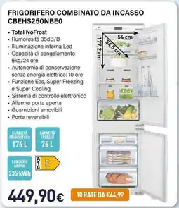 Unieuro Electroline FRIGORIFERO COMBINATO DA INCASSO CBEHS250NBEO offerta