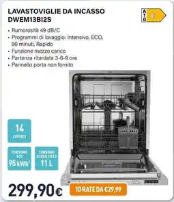 Unieuro Electroline LAVASTOVIGLIE DA INCASSO DWEM13BI2S offerta