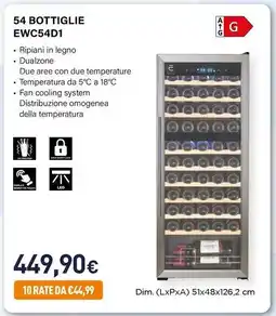 Unieuro Electroline 54 BOTTIGLIE EWC54D1 offerta