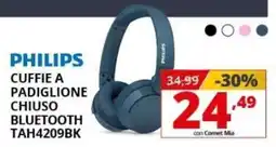 Comet PHILIPS CUFFIE A PADIGLIONE CHIUSO BLUETOOTH TAH4209BK offerta