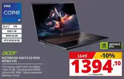 Comet acer NOTEBOOK ANV15-52-95SR NITRO V15 offerta