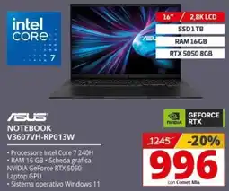 Comet ASUS NOTEBOOK V3607VH-RP013W offerta