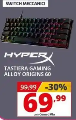Comet Hyperx tastiera gaming alloy origins 60 offerta
