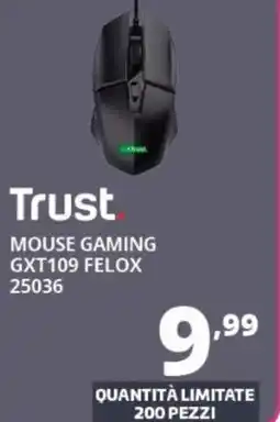 Comet Trust mouse gaming gxt109 felox 25036 offerta