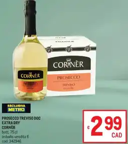 Metro Prosecco treviso doc extra dry CORNÈR offerta
