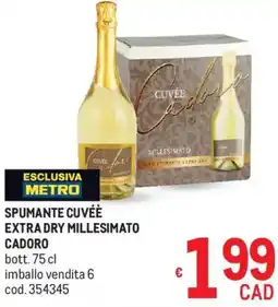Metro Spumante cuvée extra dry millesimato CADORO offerta
