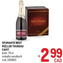 Metro Spumante brut müller thurgau CAVIT offerta