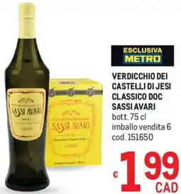 Metro Verdicchio dei castelli di jesi classico doc SASSI AVARI offerta