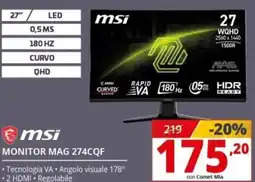 Comet msi MONITOR MAG 274CQF offerta