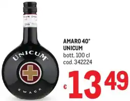 Metro Amaro 40° UNICUM offerta