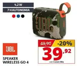 Comet Jbl speaker wireless go 4 offerta
