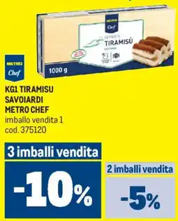 Metro Kg1 tiramisu savoiardi METRO CHEF offerta