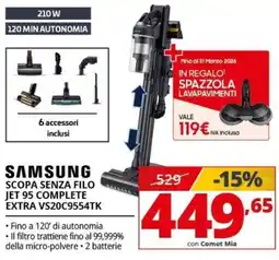 Comet SAMSUNG SCOPA SENZA FILO JET 95 COMPLETE EXTRA VS20C9554TK offerta