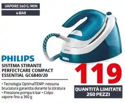 Comet PHILIPS SISTEMA STIRANTE PERFECTCARE COMPACT ESSENTIAL GC6840/20 offerta