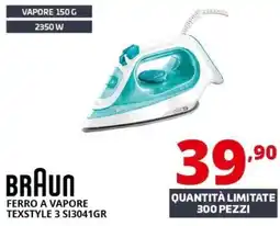 Comet BRAUN FERRO A VAPORE TEXSTYLE 3 SI3041GR offerta