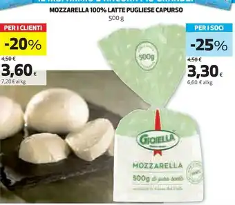 Coop Capurso mozzarella 100% latte pugliese offerta