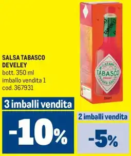 Metro Salsa TABASCO DEVELEY offerta