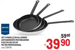 Metro Set 4 padelle in alluminio antiaderente per induzione METRO PROFESSIONAL offerta
