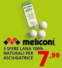 Comet Meliconi 3 sfere lana 100% naturali per asciugatrice offerta