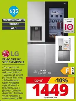 Comet LG FRIGO SIDE BY SIDE GSXV80PZLE offerta