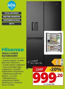 Comet Hisense FRIGO 4 PORTE RQ758N4SWFE offerta