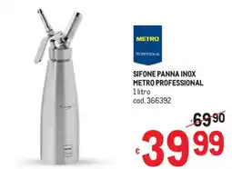 Metro Sifone panna inox METRO PROFESSIONAL offerta