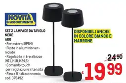 Metro Set 2 lampade da tavolo nere aro offerta