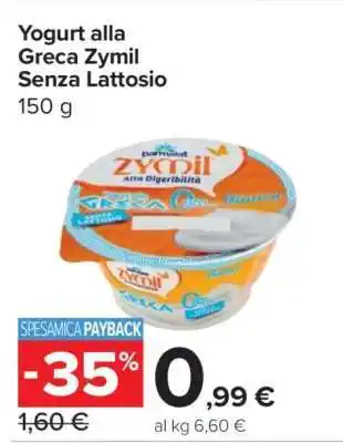 Carrefour Yogurt alla Greca Zymil Senza Lattosio offerta