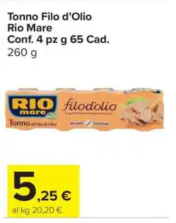 Carrefour Tonno filo d'olio offerta