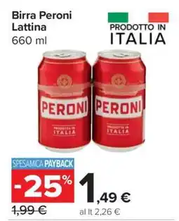 Carrefour Birra Peroni Lattina offerta