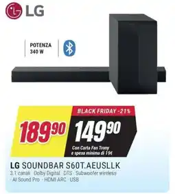 Trony LG SOUNDBAR S60T.AEUSLLK offerta