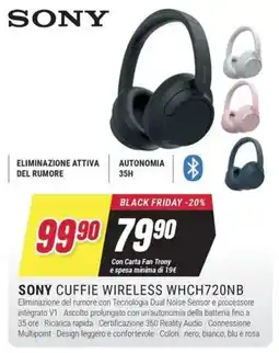 Trony SONY CUFFIE WIRELESS WHCH720NB offerta
