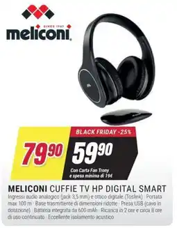 Trony Meliconi cuffie tv hp digital smart offerta