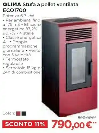 Coop Stufa a pellet ventilata eco1700 offerta