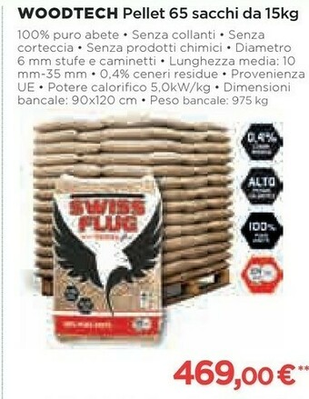 Coop Woodtech pellet 65 sacchi da 15kg offerta
