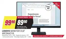 Trony LENOVO MONITOR 23,8" 68C2KAC115 offerta