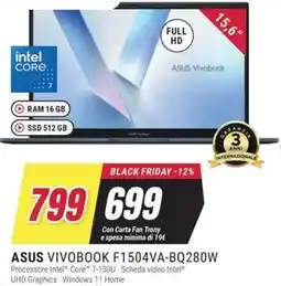 Trony ASUS VIVOBOOK F1504VA-BQ280W offerta