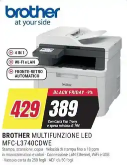 Trony BROTHER MULTIFUNZIONE LED MFC-L3740CDWE offerta