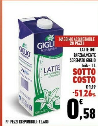Conad City Giglio latte uht parzialmente scremato offerta